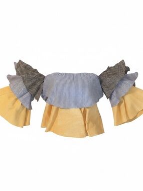 StyleKeepers The Virgo Ruffled Off-the-Shoulder Top | NWT | Med| Multi Gingham
